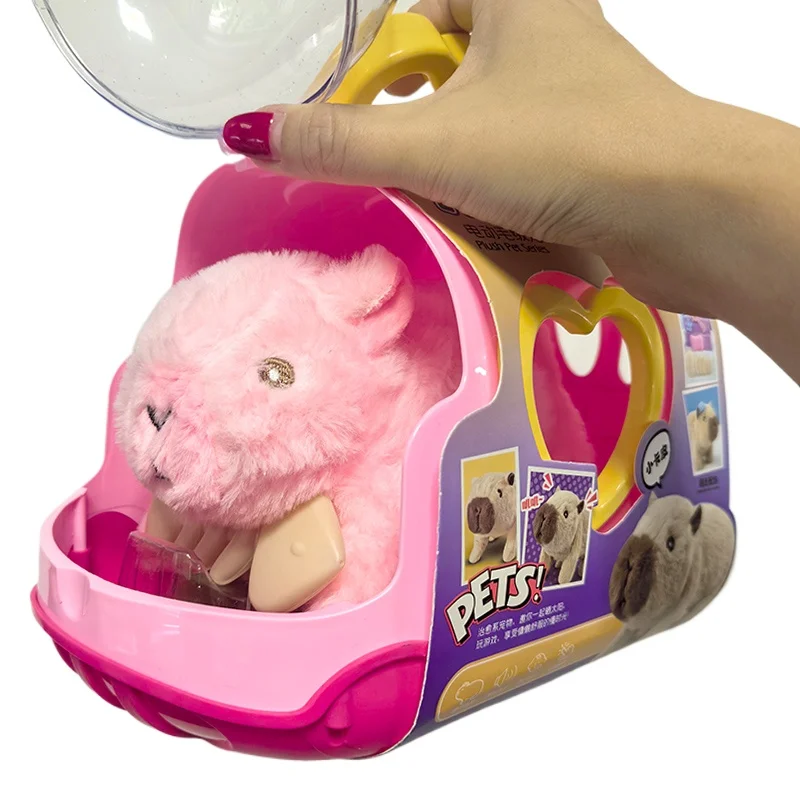 Muñeco eléctrico capibara para caminar, juguete con sonido, muñecos de peluche eléctricos para niños, conjunto de figuras de peluche de capibara de animales, Color aleatorio