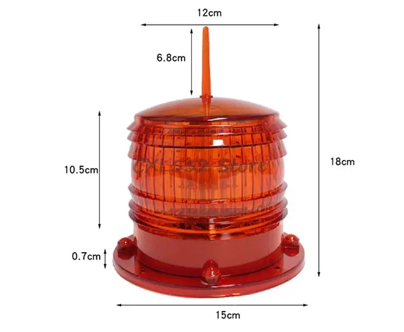 1Pc Red Yellow White IP68 Waterproof Solar Charging Navigation Light Ship Signal Beacon Outdoor Night Flashing Warning Light