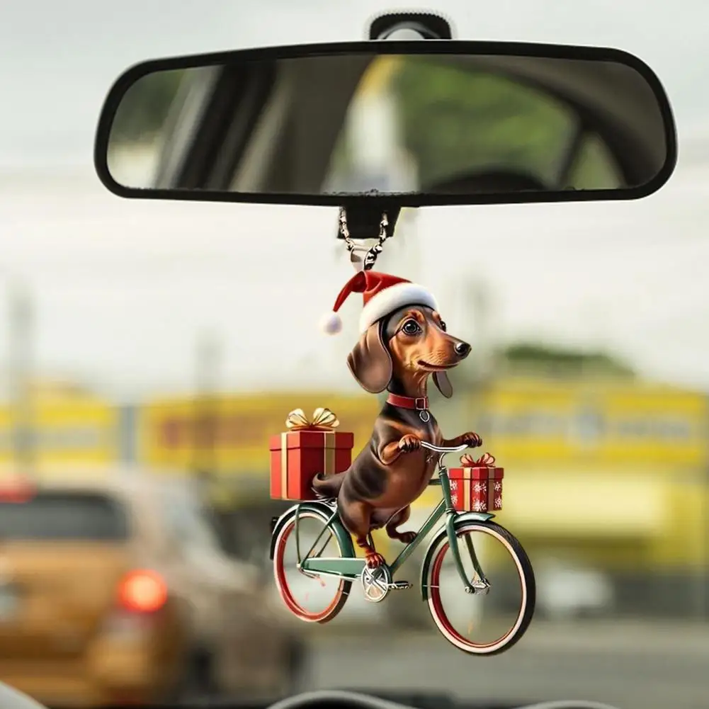 Cat Animal Pendant Hanging Ornament with Lanyard Easy to Hang 2D Flat Adorable Animal Rearview Mirror Ornament