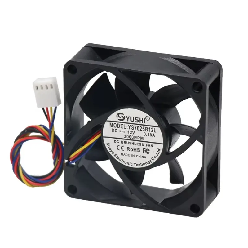 

Double ball 70x70x25mm 70mm12V high air volume computer host CPU dryer replacement cooling fan PWM