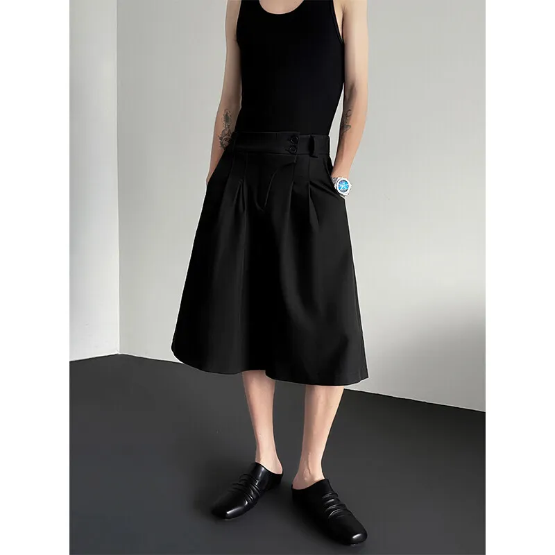 Summer Suit Shorts Men Society Mens Dress Shorts Streetwear Korean Loose Wide Leg Pants Mens Office Formal Bermuda Shorts