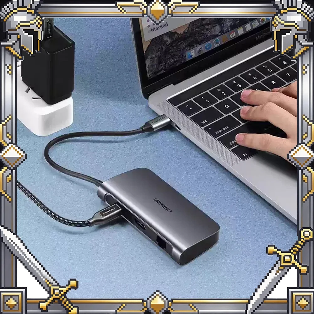 UGREEN 50771 6 in 1 USB C Hub 4K HDMI Gigabit Ethernet 60W PD 3 USB 3.0 Multiport Adapter for MacBook Laptop Tablet