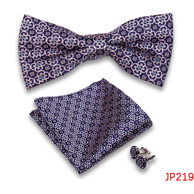 Klassische Herren Fliege Taschentuch Manschettenknöpfe Set Jacquard Fliege für Mann Hochzeit Business Schmetterling Knoten Geschenk Mann Zubehör – Detail 21