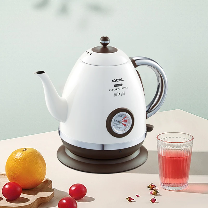 1.5L Electric Kettle 1500W Quick Heating Boiling Coffee Teapot Household Thermo Pot 304 Stainless Steel Linner with Thermometer