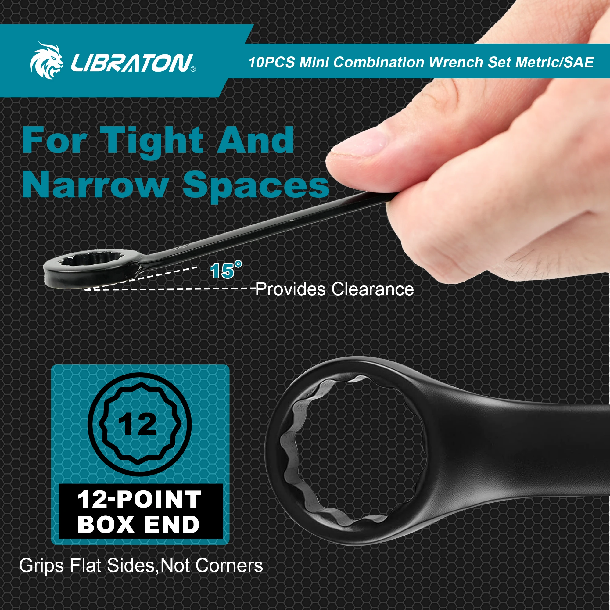 Imagem -04 - Libraton-mini Conjunto de Chaves Aço Carbono Bolsa Organizadora Leve Métrica 411 mm Sae 32 16 Open End e Box End 20 Unidades
