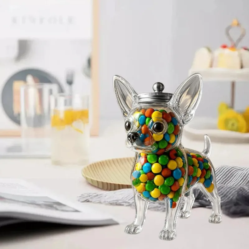 Tarro de Cristal con Forma de Chihuahua, Novedoso Tarro de Almacenamiento Sellado con Forma de Perro para Decoración de Cocina o Regalo