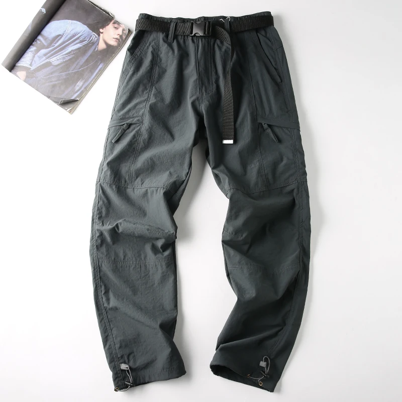 

Мужские демисезонные тонкие мягкие брюки карго с прямыми штанинами, водонепроницаемые рабочие брюки с множеством карманов