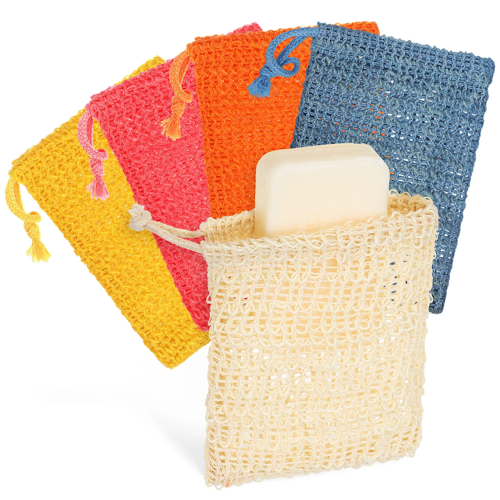 

10 pcs Cotton Linen Soap Bags Exfoliating Sisal Fiber Storage Drawstring Bath Travel Containers Washable Reusable