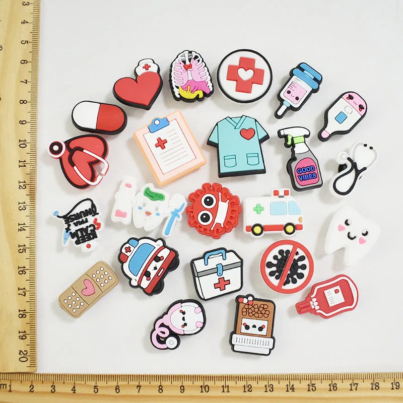 PVC Shoe Charms for Doctor Shoe Accessories Nurse Shoe Decoration Shoe Buckles for Clogs Sandals Clog X-mas Gifts Buckle