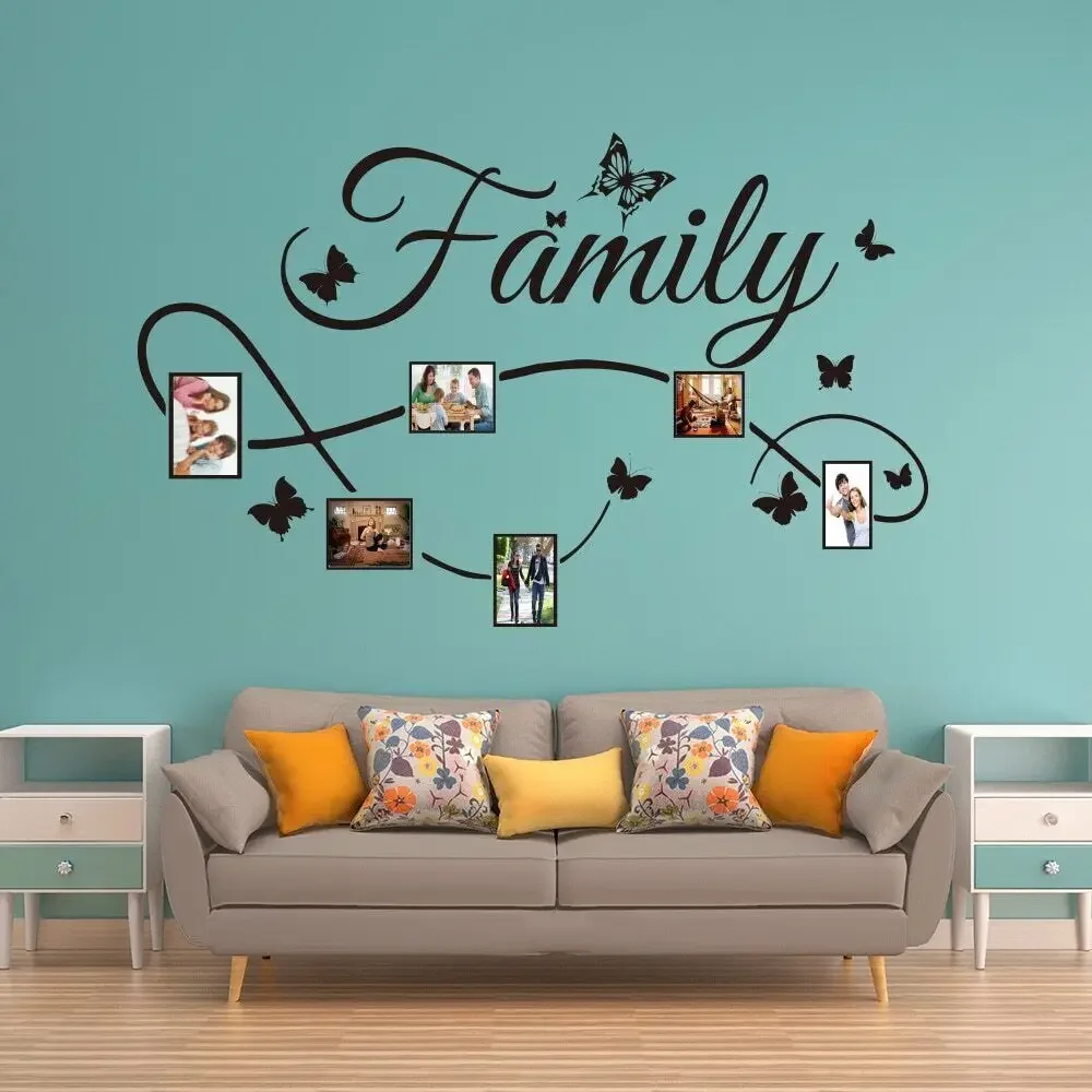 Large Family Photo Frame Wall Sticker Bedroom Living Room Family Butterflies Photo Wall Decal Sofa Dinning Room Children Vinyl