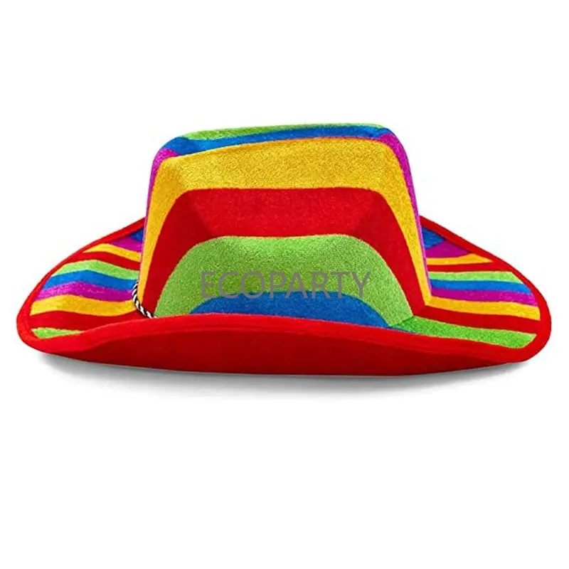 EVA Material Rainbow Cowboy Hat for Costume Party Carnival Party Holiday Western Style Pride Carnival Fancy Dress for Women Man