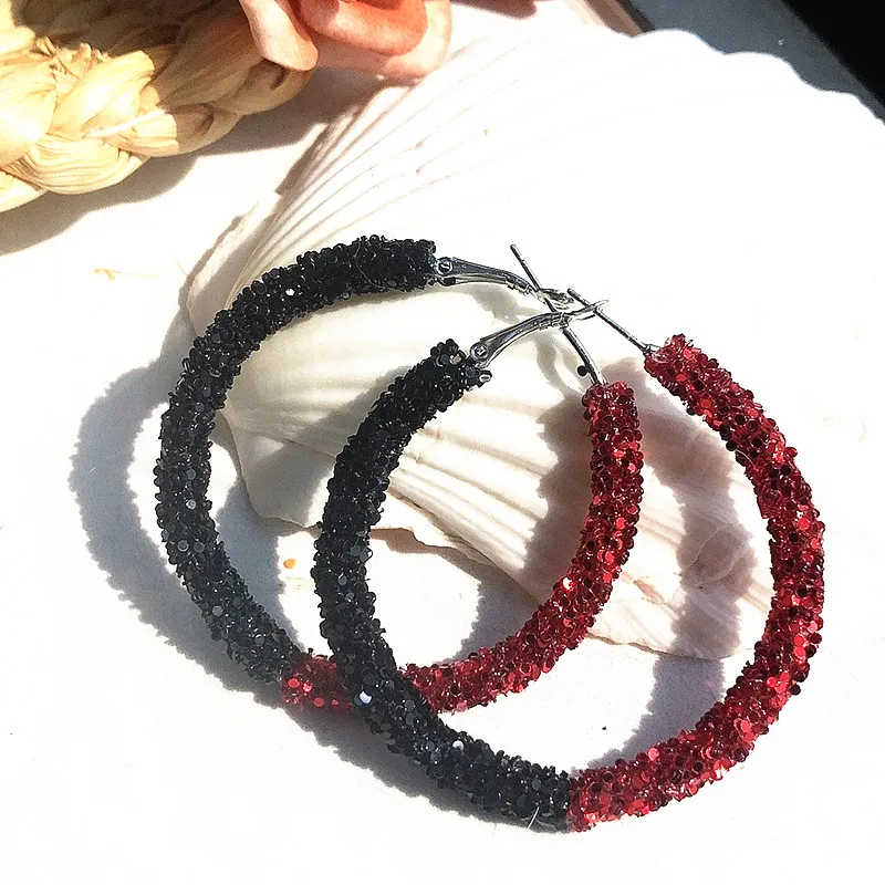 

Football Lightweight "Sparkle" Red and Black Hoop Earrings Set!!! - 12pair - "TEAM COLOR INSPIRED" Red and Black Earrings Pack