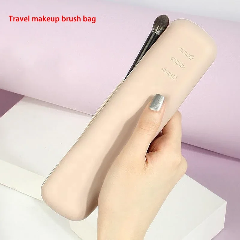 Tragbare wasserdichte Make-up-Tools für Frauen und Mädchen, Reise-Make-up-Pinselhalter, Silikon, Kosmetikpinsel, Tasche, Make-up-Schwamm-Etui