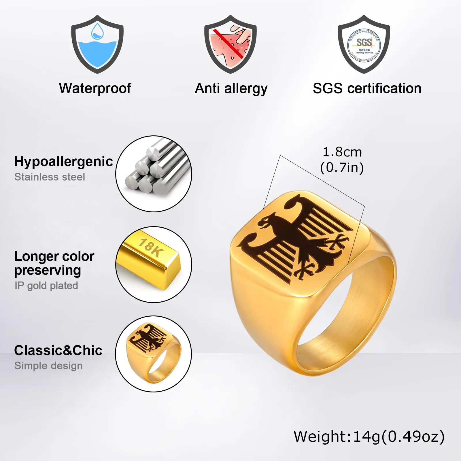 مخصص الطائر هوك النسر الدائري كول الشرير الرجال الحيوان الجناح موضة النسر الطوطم خواتم مجوهرات الراحة صديقها هدايا عيد الحب #5