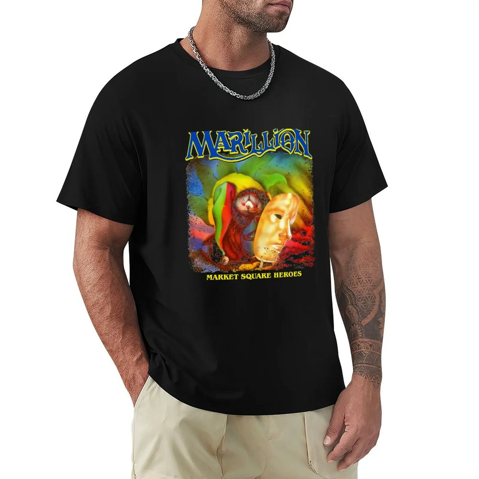 vintage MERCH - MARILLION BAND logo market Square heroes retro T-Shirt Halloween Casual T-Shirt