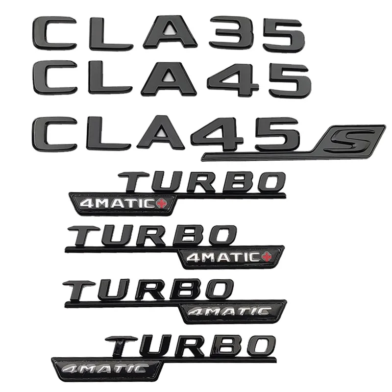 3D ABS Black Car Letters For CLA35 CLA45 W117 C117 CLA45S C118 W118 Trunk Sticker TURBO 4MATIC Emblem Accessories