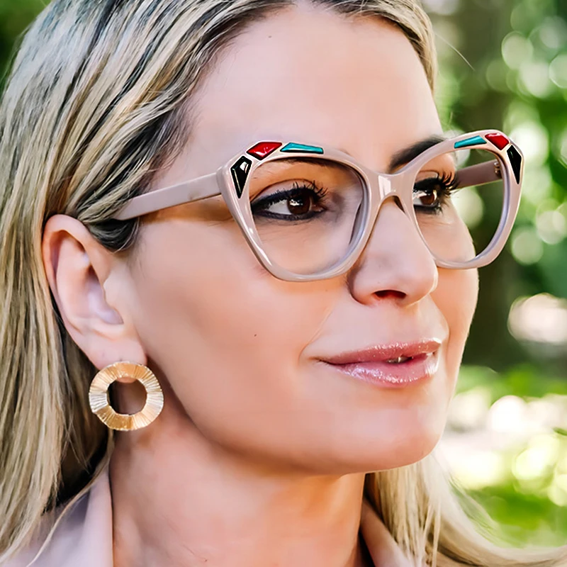 

Модные очки «кошачий глаз» с защитой от синего света, женские оптические прозрачные очки, персонализируемые очки по рецепту # 302879