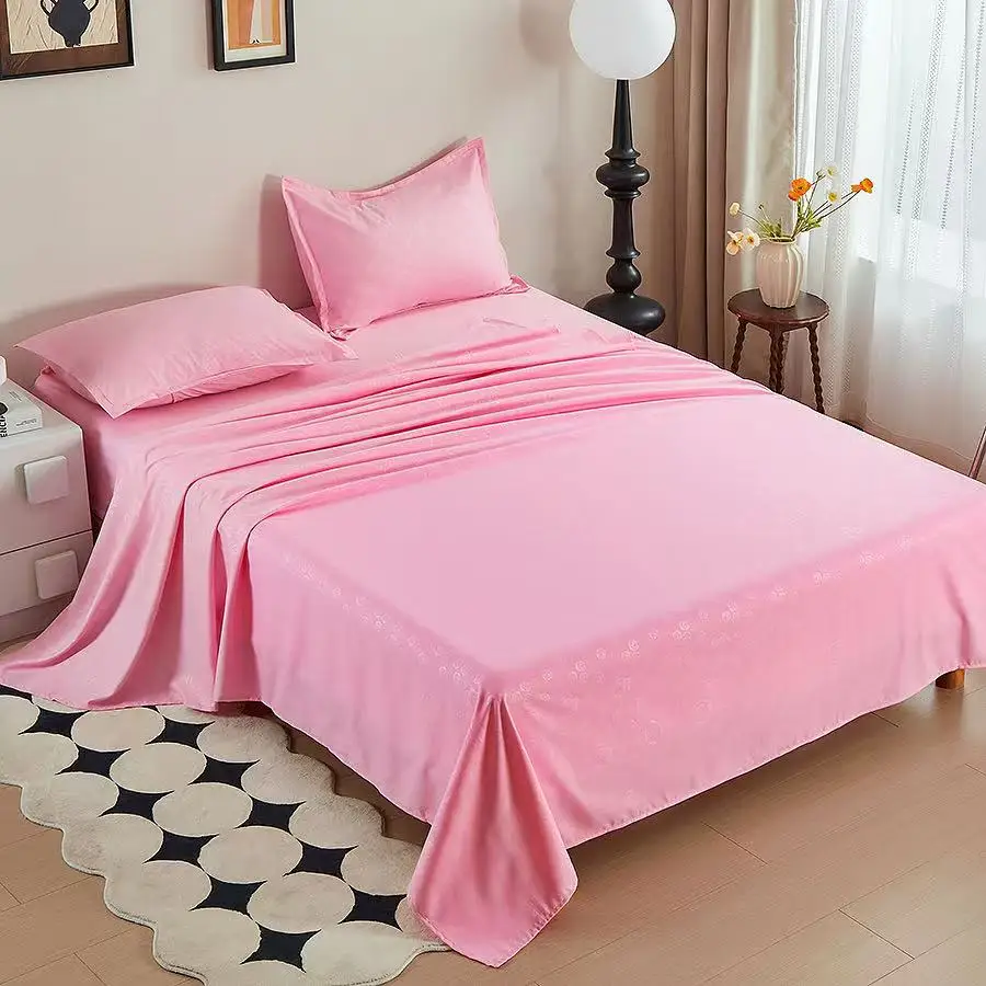 طقم سرير بحجم كوين 4 قطع ، مع ملاءة واحدة ، ورقة سفلية واحدة ووسادتين ، كتان قطني ، مفارش أسِرة مجهزة صلبة