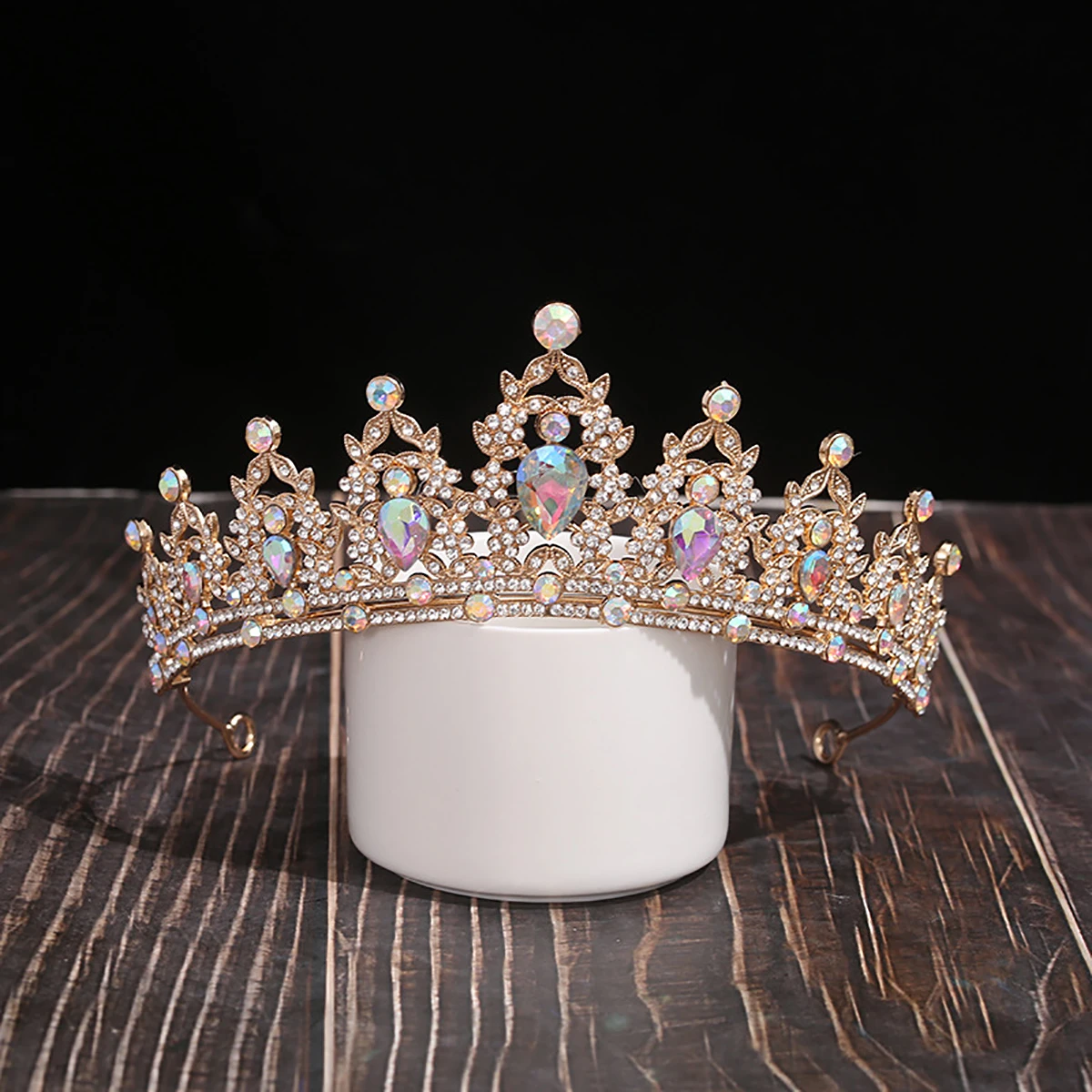 Bruiloft Haar Tiara Kristal Bruids Tiara Kroon Zilver Kleur Diadeem Sluier Tiara Bruiloft Haaraccessoires Hoofddeksels Hoofd Sieraden