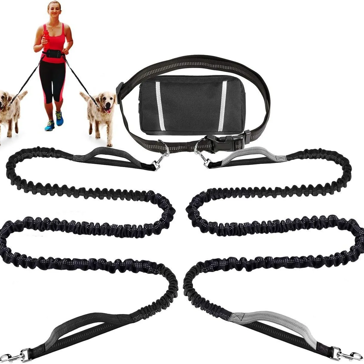 

Pet Running Tether Set, Reflective Night Running Sport Waist Pack