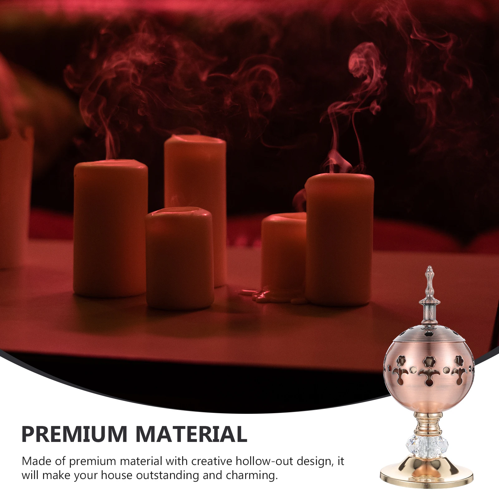 

1Pcs Iron Hollow-Out Candlestick Censer Holder Steady Desktop Ornament for Home Office Hotel Stand