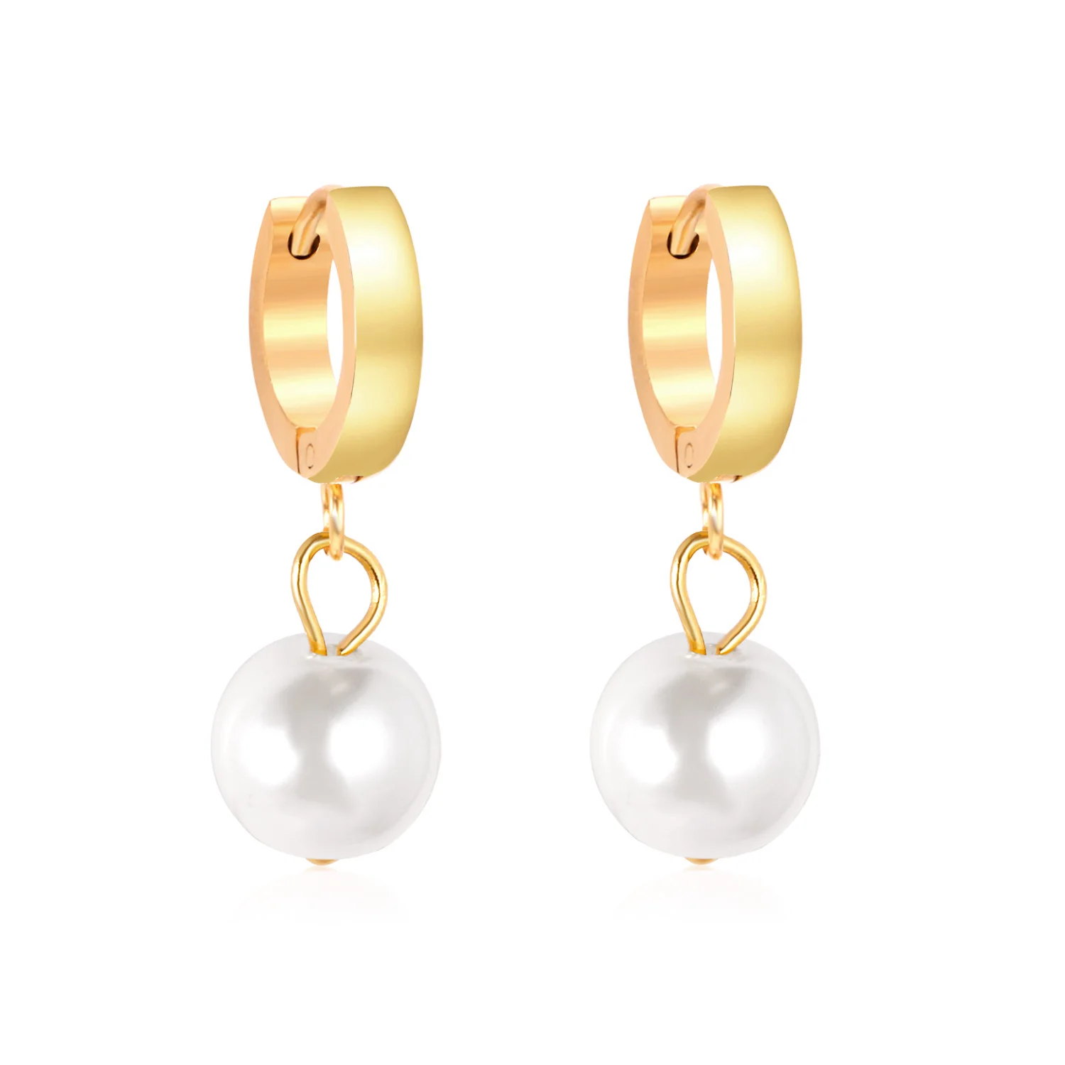 Vintage Mode Imitationsperlen Clip-On Ohrringe Nischendesign Edelstahl Damen-Creolen Eleganter Hochwertiger Partyschmuck