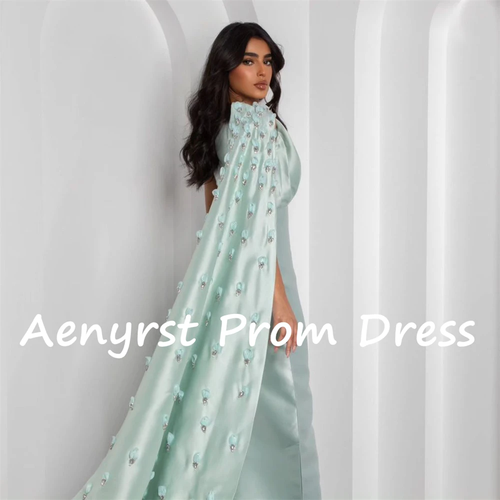 Aenyrst Elegante Um Ombro Cetim Prom Vestidos Sereia Plissada Arábia Vestidos De Noite Mulheres Tornozelo Comprimento Vestido de Festa personalizado