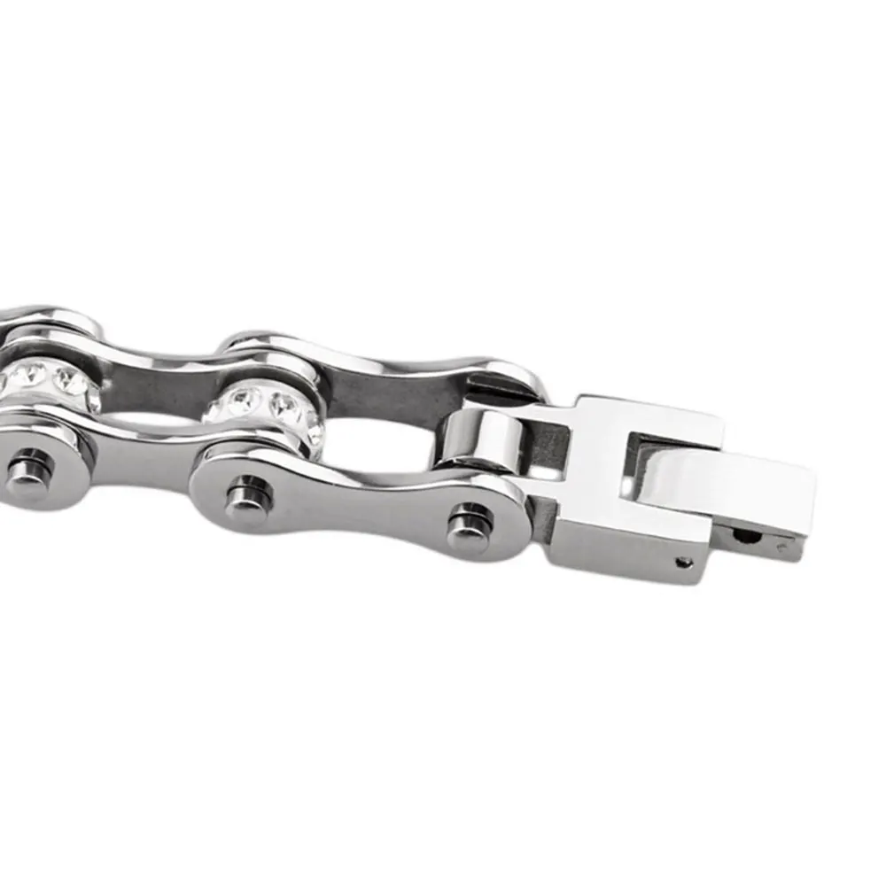 أساور/أساور للسيدات، أساور ربط سلسلة الدراجات النارية للنساء، مجوهرات من الفولاذ المقاوم للصدأ فاسق #3