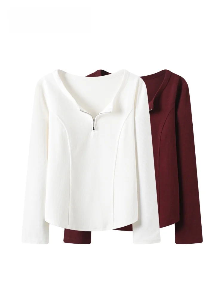 

Loose Long Sve round Ne Base irt Women's Casual Sle plus Size Inner Wear Cotton Polyester Spring Autumn Winter