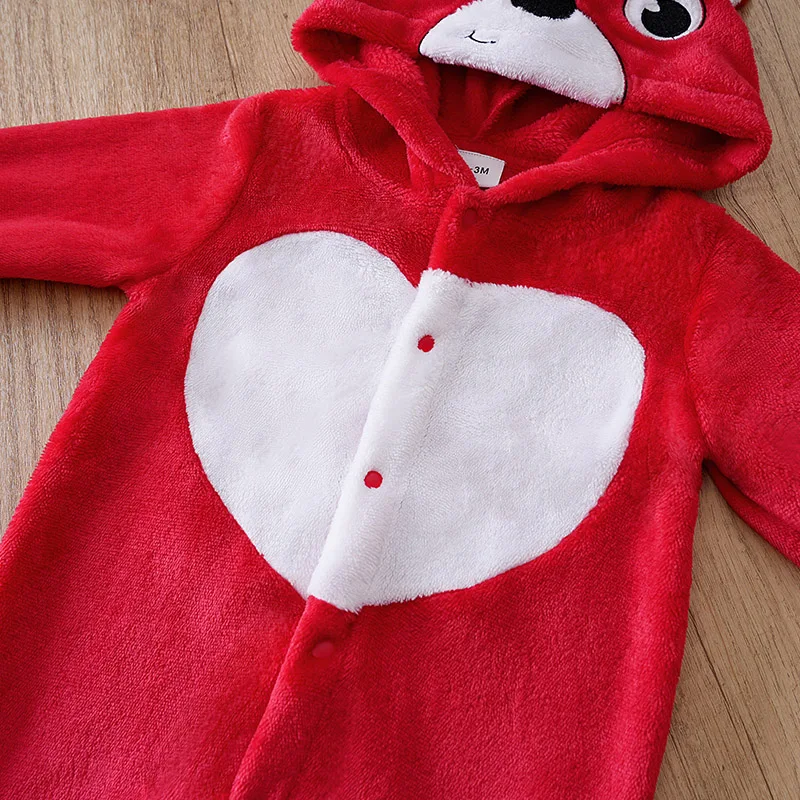 بذلة شتوية من الصوف للأطفال ملابس دافئة بغطاء للرأس، ملابس ثلج لطيفة على شكل دب أحمر للأطفال في الهواء الطلق