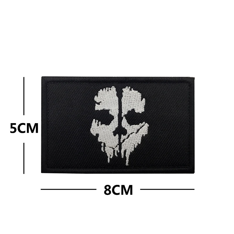 Call of Duty Skull Logo Embroidery Cloth Hook Loop Patches Iron on Backpack Tactical Morale Badge Applique for Jacket Jeans Hat