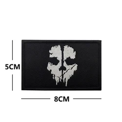 Call of Duty Skull Logo Embroidery Cloth Hook Loop Patches Iron on Backpack Tactical Morale Badge Applique for Jacket Jeans Hat