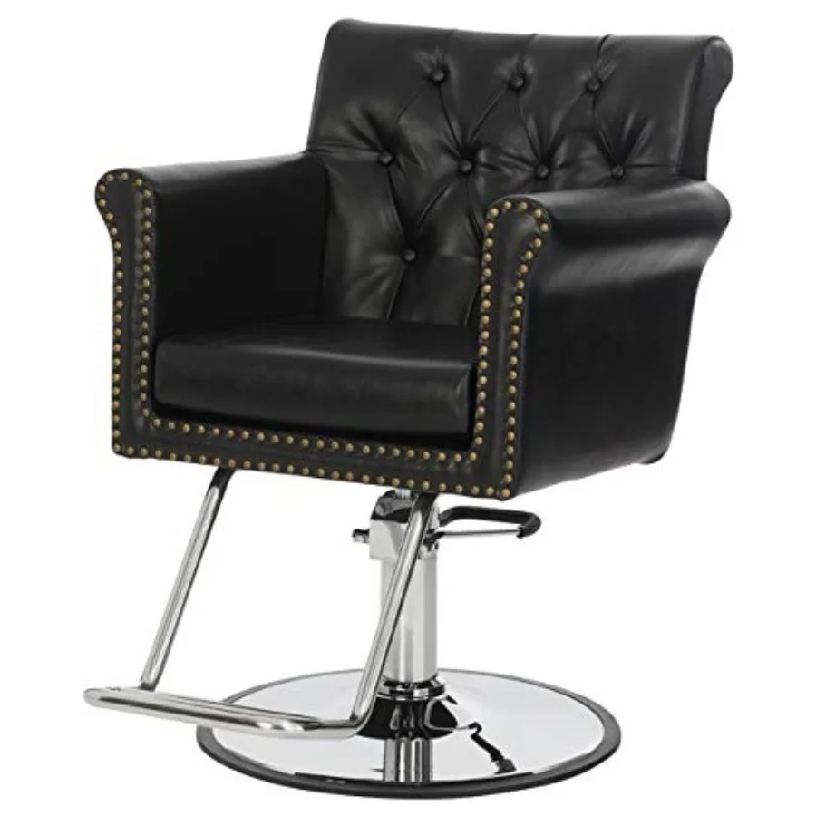 

Buy-Rite Chelsea Styling Chair - Tufted Salon Chair with Nailhead Trim, 3.5" Removable Cushion, Hydraulic Pump and Padded Arms