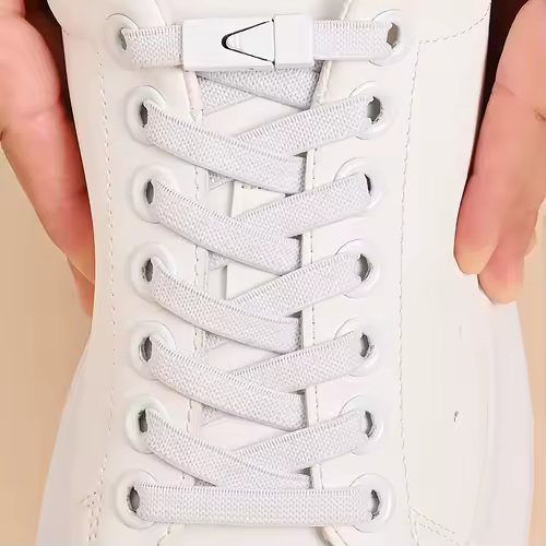 1 Pair No Tie Shoe Laces Press Lock Shoelaces Without Ties Elastic Laces Sneaker Kids Adult Widened Flat Shoelace for Shoes - Image 3