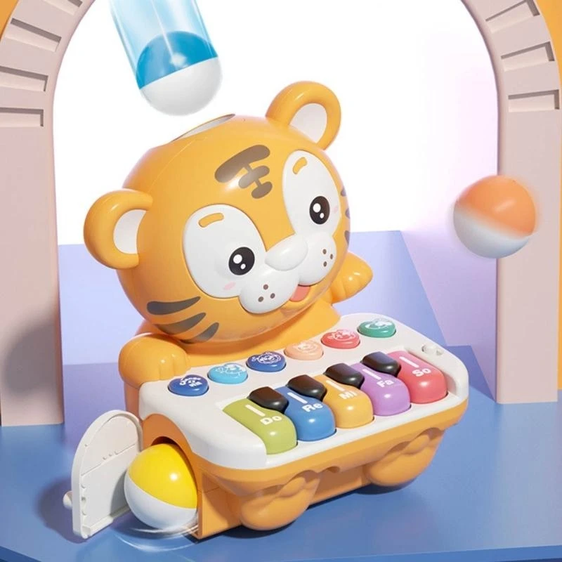 أطفال متعدد الوظائف تحسين الذكاء لعبة البيانو الموسيقية للطفل لطيف لوحة المفاتيح لعبة الدماغ لعبة النمر على شكل 15UB