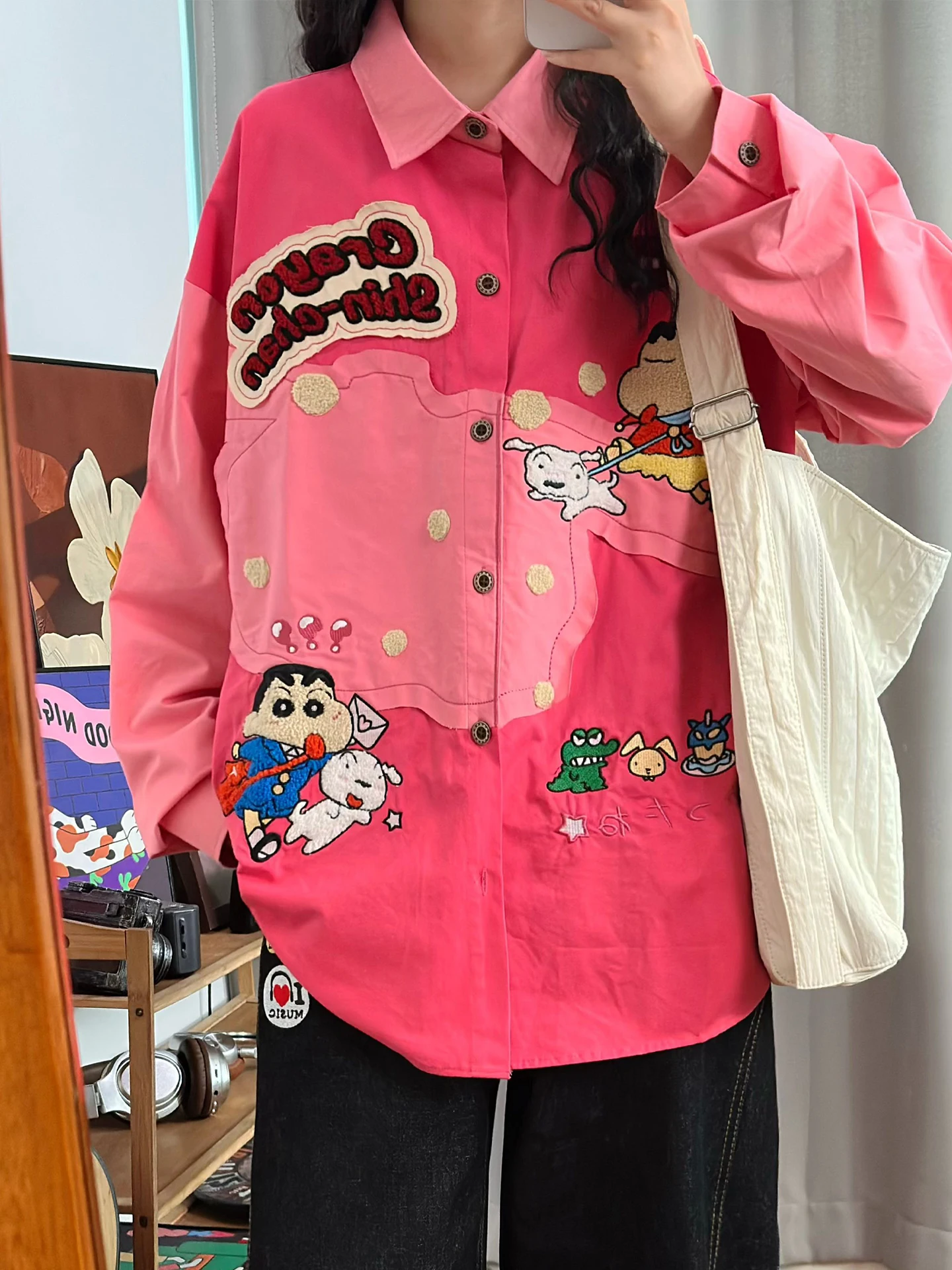 

Оригинальный американский ретро-карандаш XiaoXin Floing Pink irt для девочек с героями мультфильмов, милый уличный топ, свободный крой, длинный све, хлопок