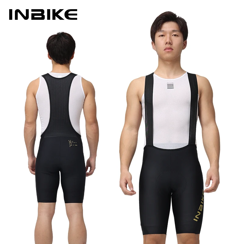 INBIKE Men's Cycling Bib Shorts Professional Cycling Bibs 6 Hours Pads High Waist Bicycle Shorts Breathable Road Bike Clothing