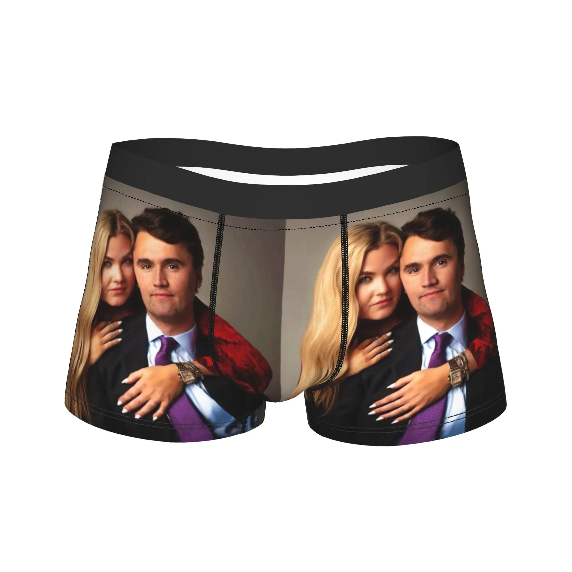 Charlie Kirk Couple Portrait Meme Underwear  Sexy Soft Underpants Print Boxer Brief For Men Pouch Large Size Boxershorts