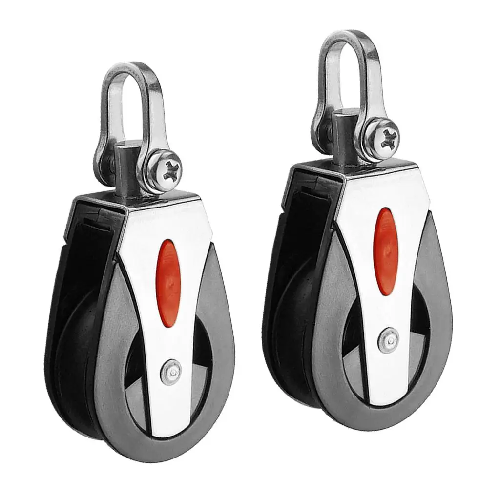 

2 Pack of Sailing Boat Kayak Pulley Block Single Wheel Swivel Lifting Rope Pulley Roller, 1500 Lbs Loading