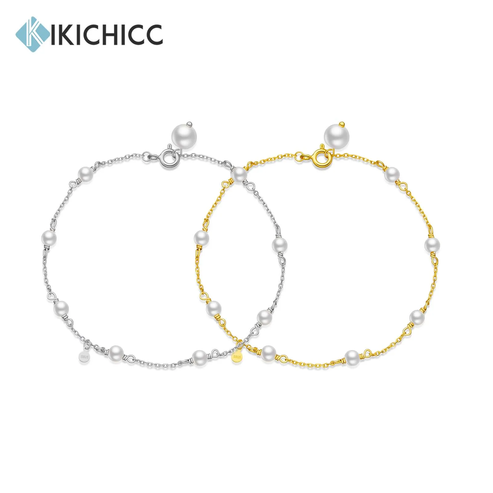 KIKICHICC925 Sterling Silver 4mm Pearl Chain Bracelet End Parts 6MM Peal Chain Women Silver Bracelet 2024 Spring Valentien's