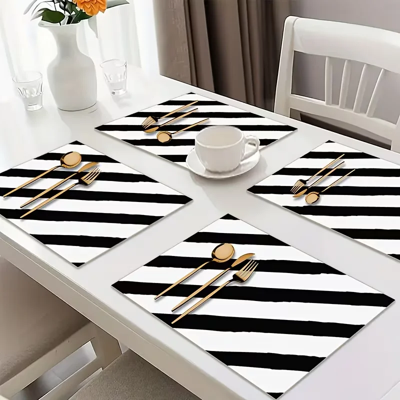 Watercolor Earth Tone Striped Placemat Vertical Stripe Pattern Heatproof Non-Slip Table Mats for Daily Dinner Table Decor