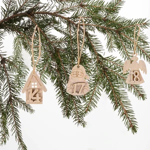 Christmas Advent Calendar Countdown Wooden Pendant, Tree Number Hanging Ornament, Gift Tag, Party Decoration, 1-24 Numbers 12 Main Sales Wood Calendar - №1