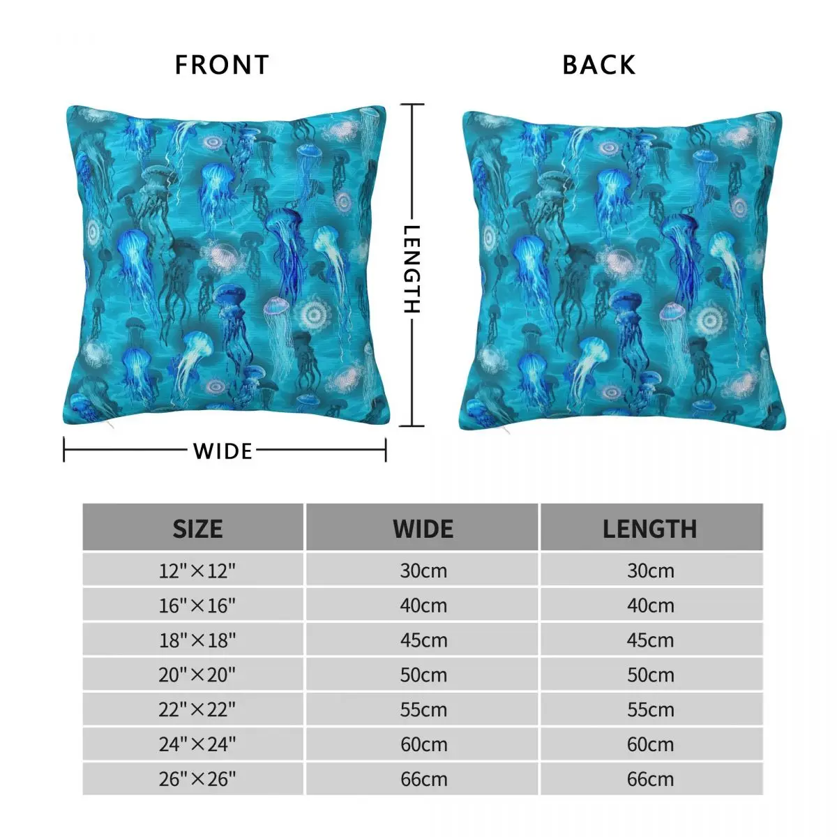 1Piece Pillowcase Cover For Bedroom guest room children's room recreational vehicle vacation home Sea Green Jellyfish