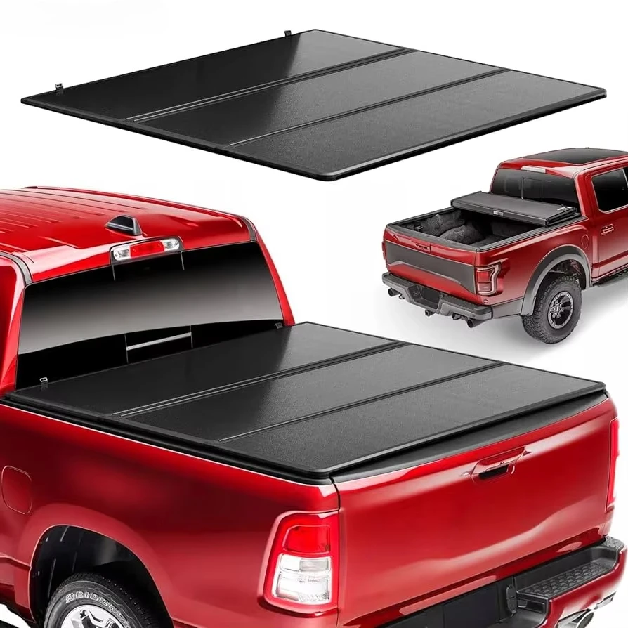 

STLF2006 2013 2018 Dodges Ram 1500 2500 3500 Classic Crew Cab Pickup Truck Bed Tonneau Lid Cover Aluminum Hard Tri Fold Cover