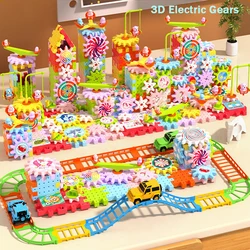 Large 3D Electric Gears Model Building Blocks Plastic Kid House Blocks Bricks Educational Construction Toys for Children Gifts