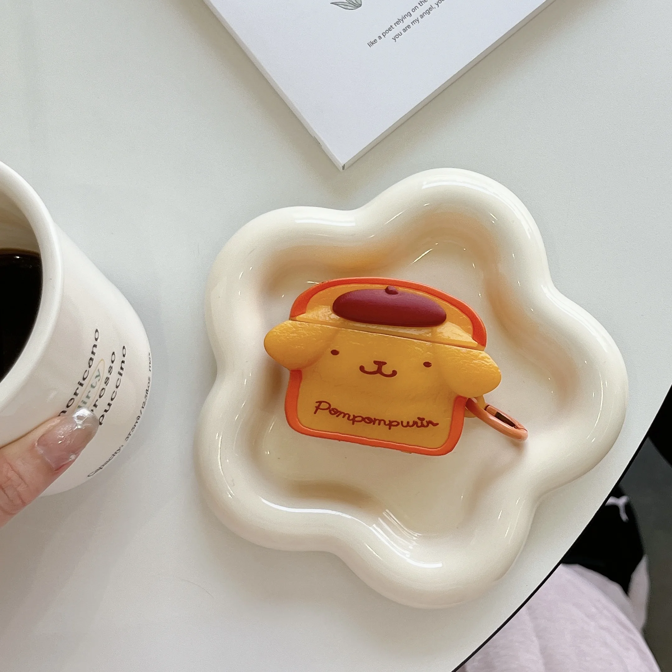 

Kawaii Gift Caramel Color Thick Toast Bread Big Ears Puppy Silicone Creative Anti Drop Suitable For AirPods1 2 3 4 Pro Pro2