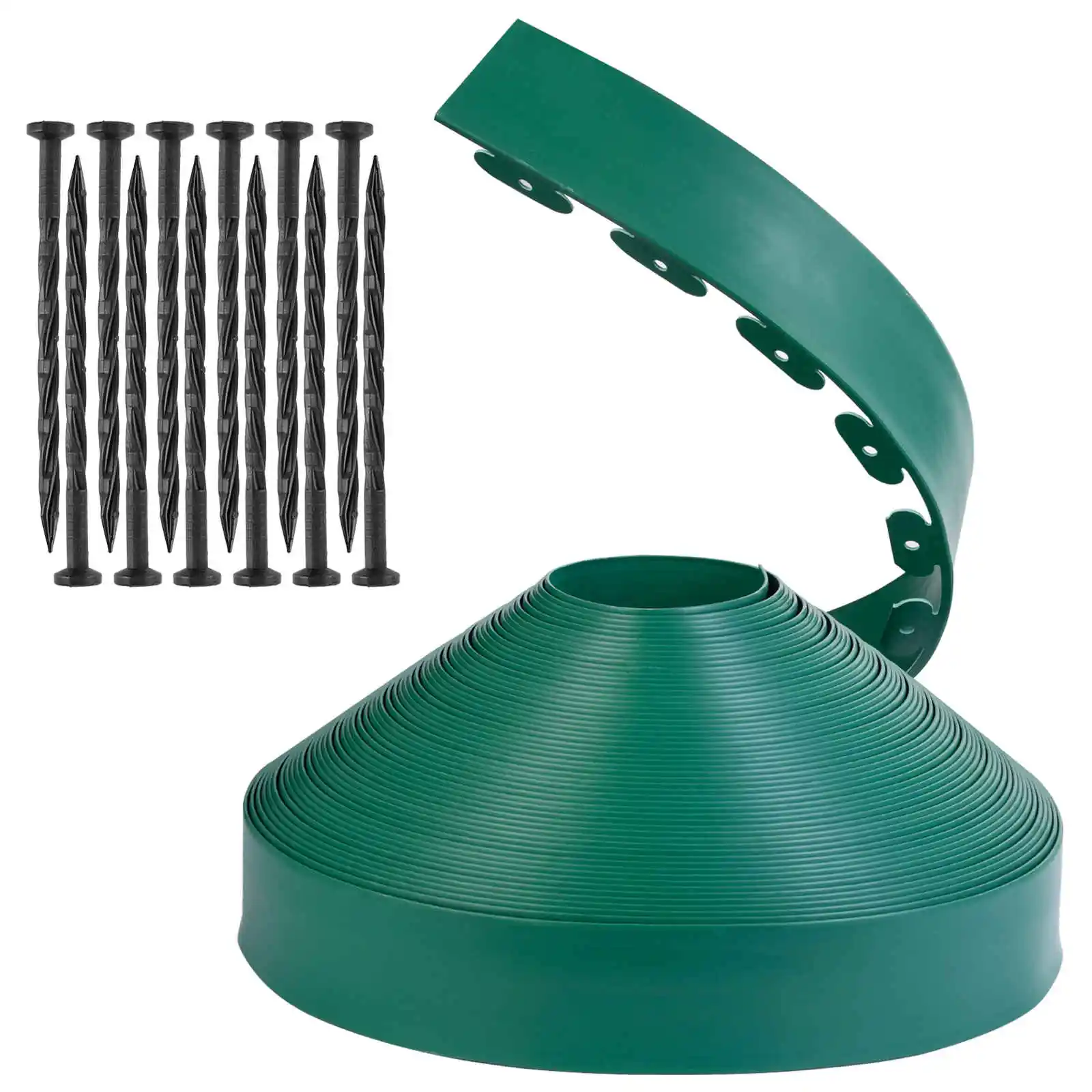 

Garden Landscape Edging, 4 Inch Tall No-Dig Lawn Edging, Landscape Edging Border with Spikes, Lawn Edging Roll Kit (Green, 150ft)