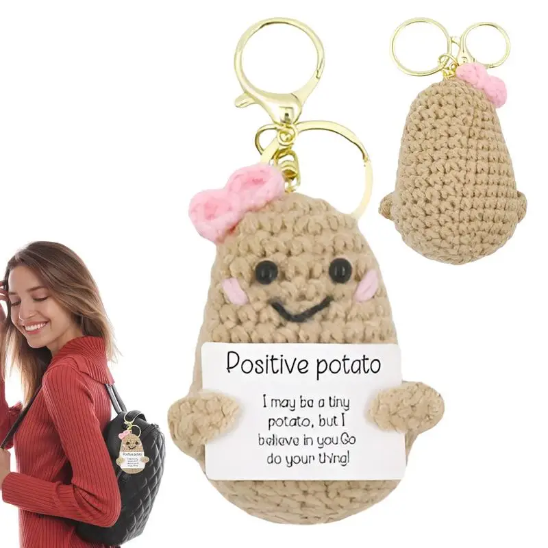 

Small Knitted Potato Toy Doll Hand-Crocheted Ornaments Backpack Knitting Keychain Pendant Funny For Tote Bag Boys And Girls