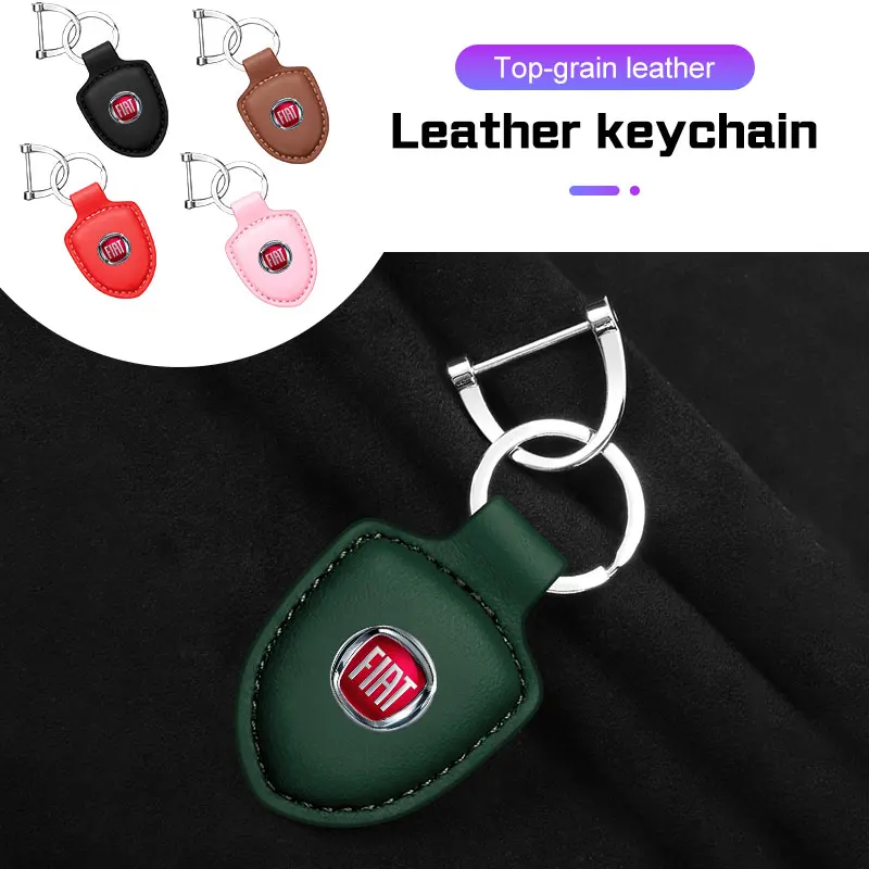 Llavero de Cuero y Metal para Coche Fiat 500 600 / 600e Grande Panda Panda Topolino 500X Tipo, Anillos para Llaves, Accesorios para Llaves