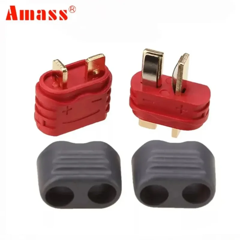 

10PCS Amass T Plug Deans Connector with Cover & Sheath, Male Female Pair for RC Lipo Battery, Airplane, Car, Helicopter, Toy